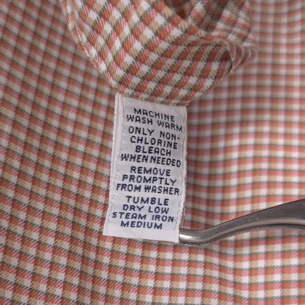 RALPH LAUREN Vintage HONG KONG Yarmouth‎ Cotton Check Tan Brown Shirt MEDIUM